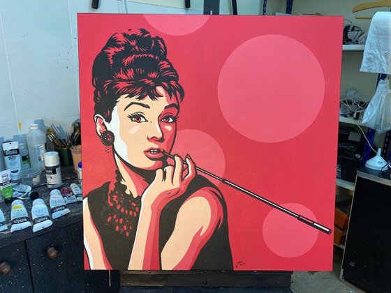 Audrey Hepburn on Hot Pink