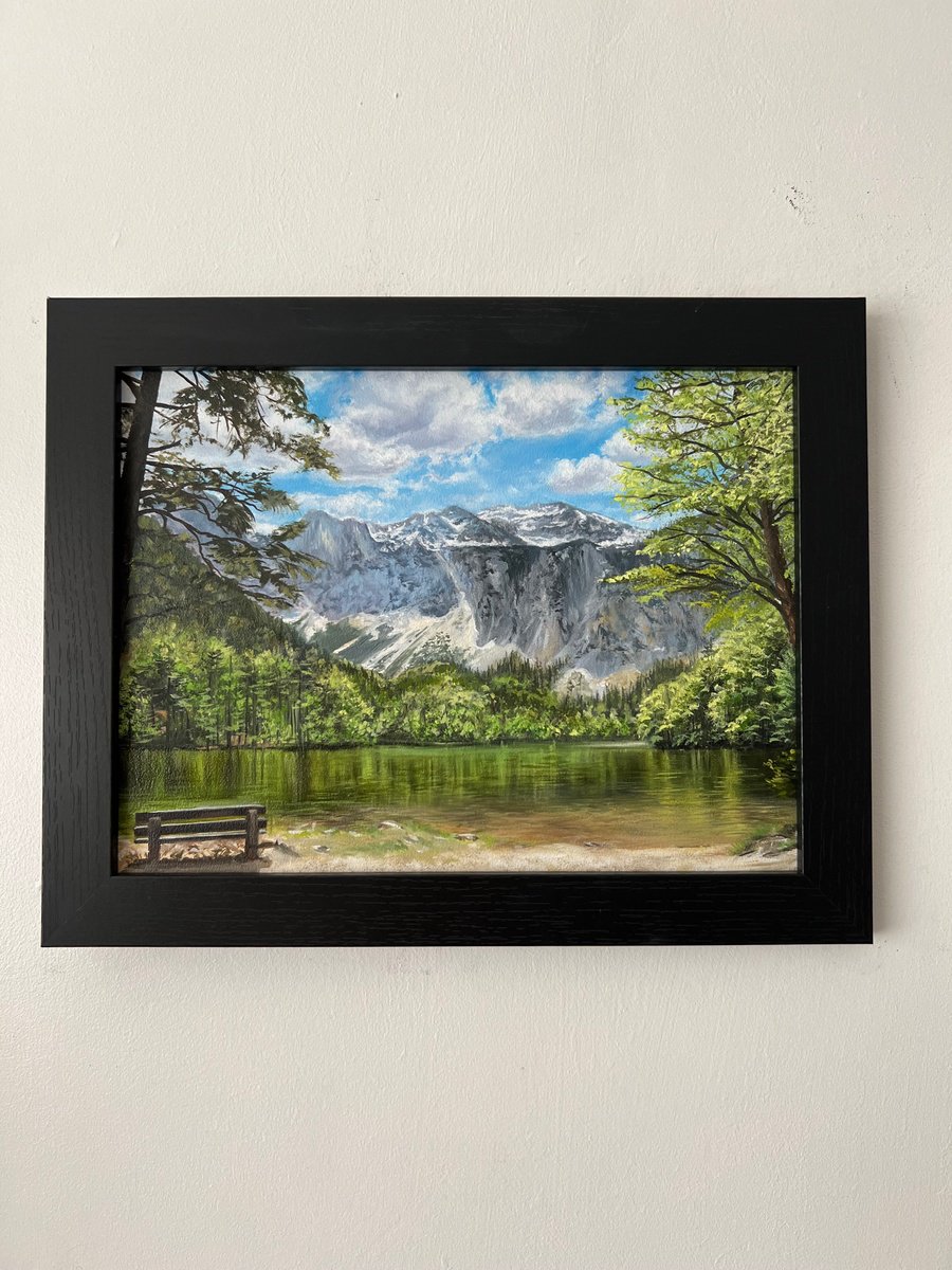 Photorealistic Landscape Oil Painting By Simona Nedeva, 14 X 11", Whisper Of The Lake, Original Artwork