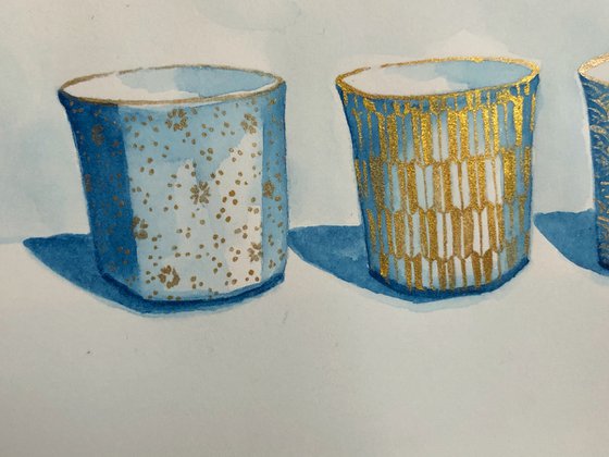 Golden sake cups