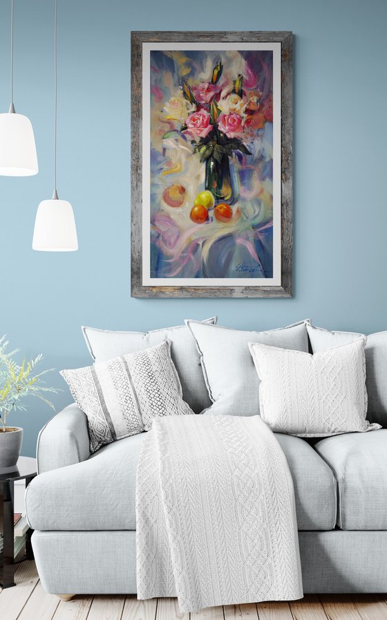 Roses in a glass vase