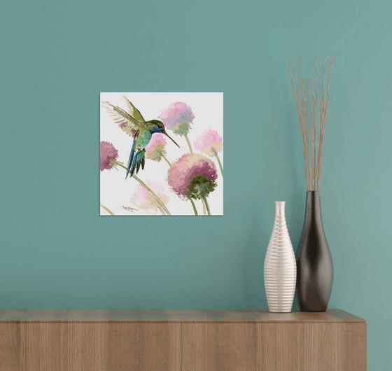 Hummingbird and Flowers