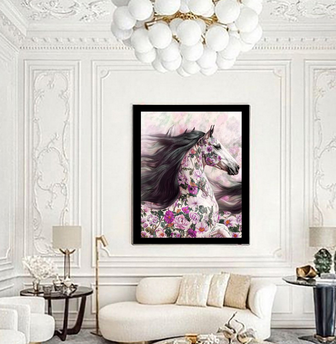 Photorealistic Animal Giclee Print By Michael Filonow, 26 X 32", Floral Majesty 1, Original Artwork