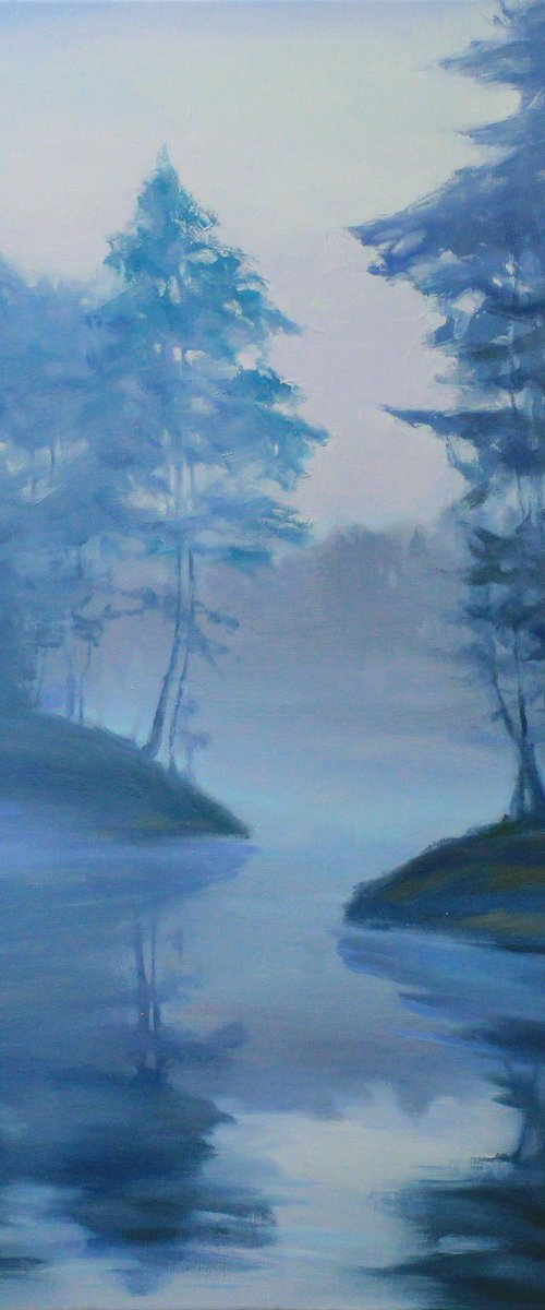 Blue fog on the lake by Alisa Onipchenko-Cherniakovska