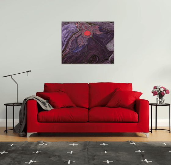 Black Bird with Red Heart