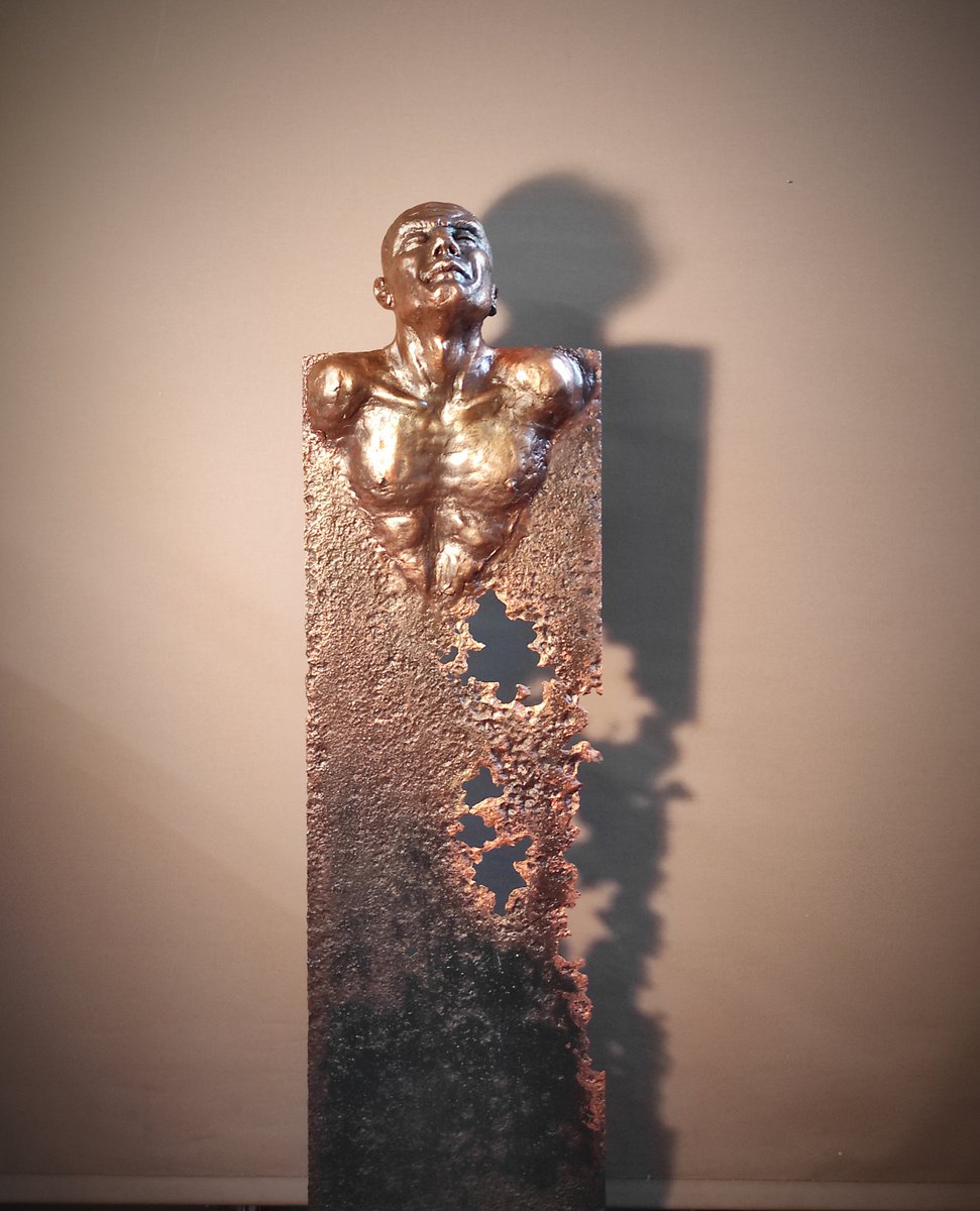 Expressive Portrait Sculpture By Elena Kraft, 11 X 41, The Dissenter, Original Artwork