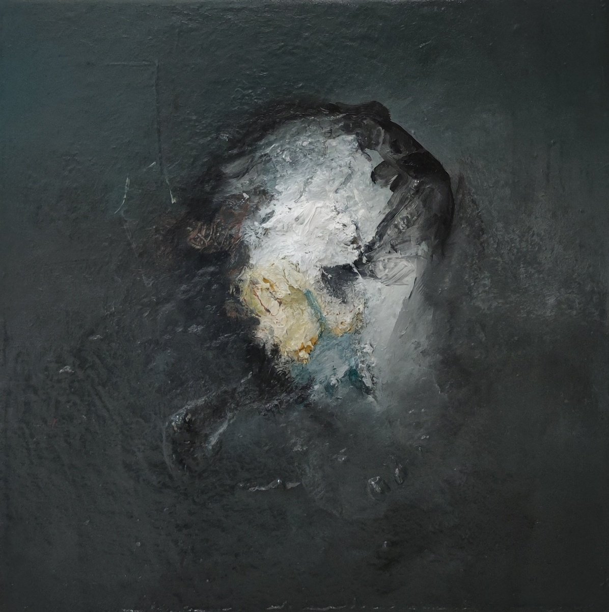 Abstract Portrait Oil Painting By Mladen Ilic, 20 X 20", Fatum, Original Artwork