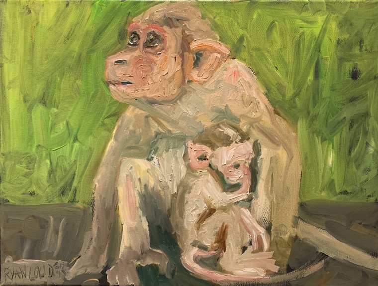 ANTIQUE OIL PAINTING MONKEY 油絵 猿 ① 高品質/低価格 laverite.mg