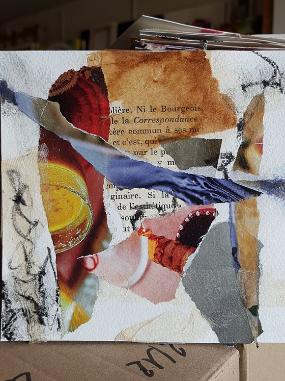 Imaginaire et esthetique - mixed media collage on paper - small size