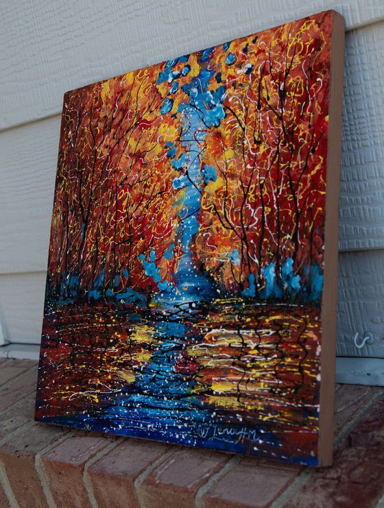 Autumn Trees at Twilight by OLena Art - Lena Owens