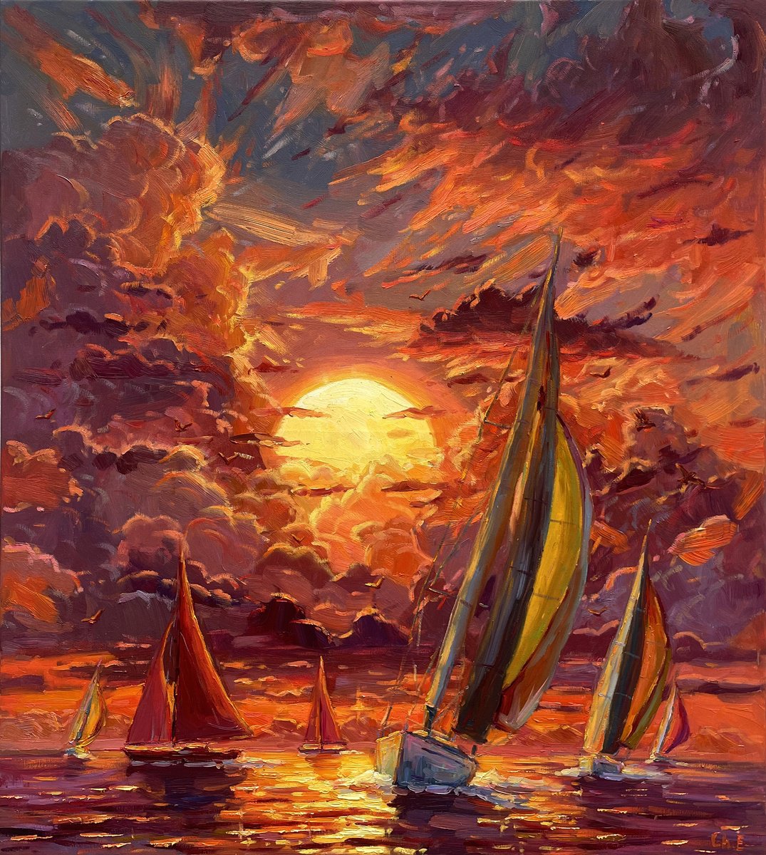 Sunset By Evgeny Chernyakovsky, 33 X 39, Artwork For Sale On Artfinder