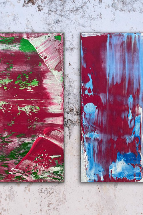 "They All Said It Wouldn't Work" - FREE USA SHIPPING - Original Large PMS Abstract Diptych Acrylic Paintings On Canvas - 32" x 20" by Preston M. Smith (PMS)