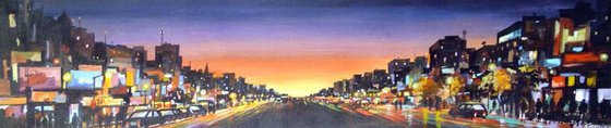 City Night Street-Acrylic on Canvas painting