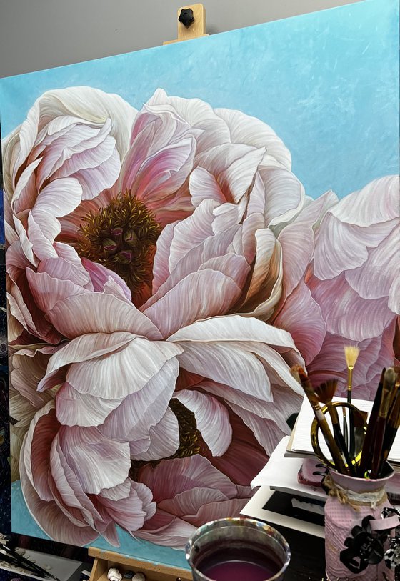 Coffee pink peonies