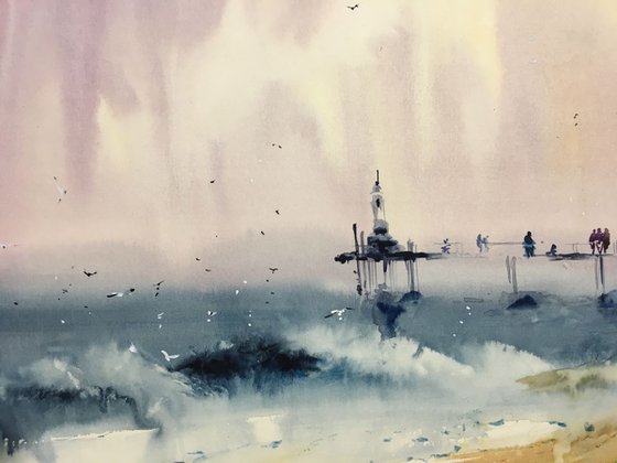 Watercolor "Afternoon sea view”