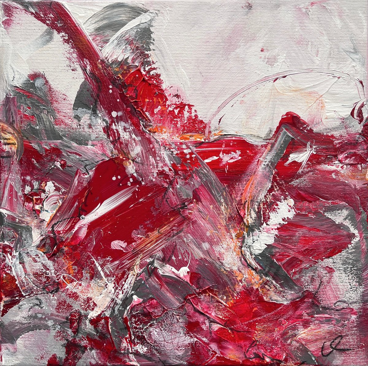 Expressive Abstract Acrylic Painting By Maria Bevilacqua-Fischer, 12 X 12", Love Letter No. 16, Original Artwork