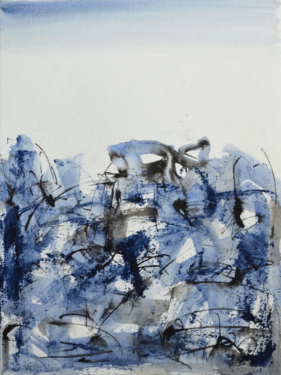 Abstract Watercolour By Nelina Trubach-Moshnikova, 12 X 16", Before And After, Original Artwork