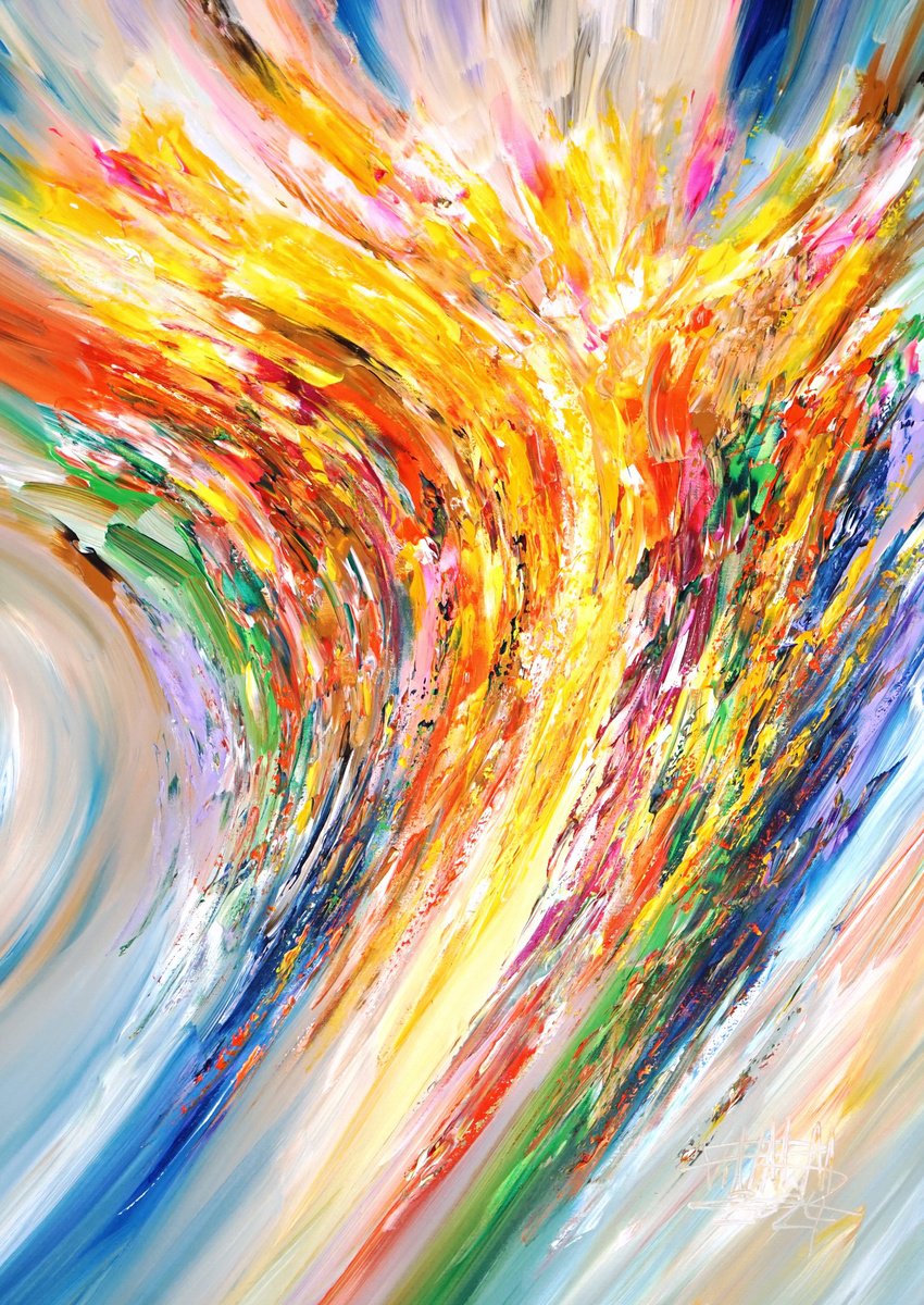 Abstract Acrylic Painting By Peter Nottrott, 33 X 47", Celebration M 10, Original Artwork