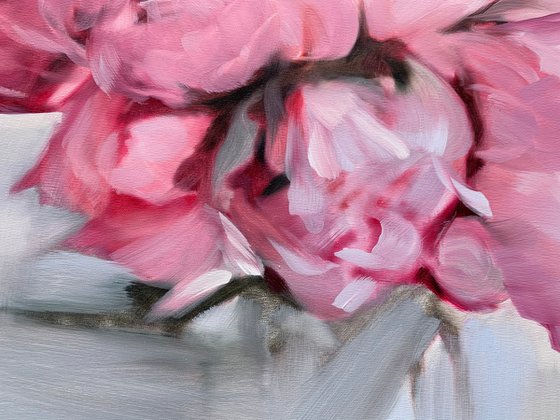 Peony bouquet painting large oil painting floral 27x31inch