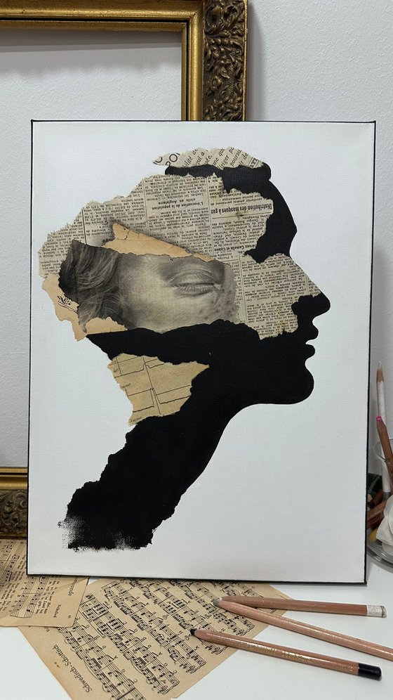 Abstract Female Collage Newspaper Profile