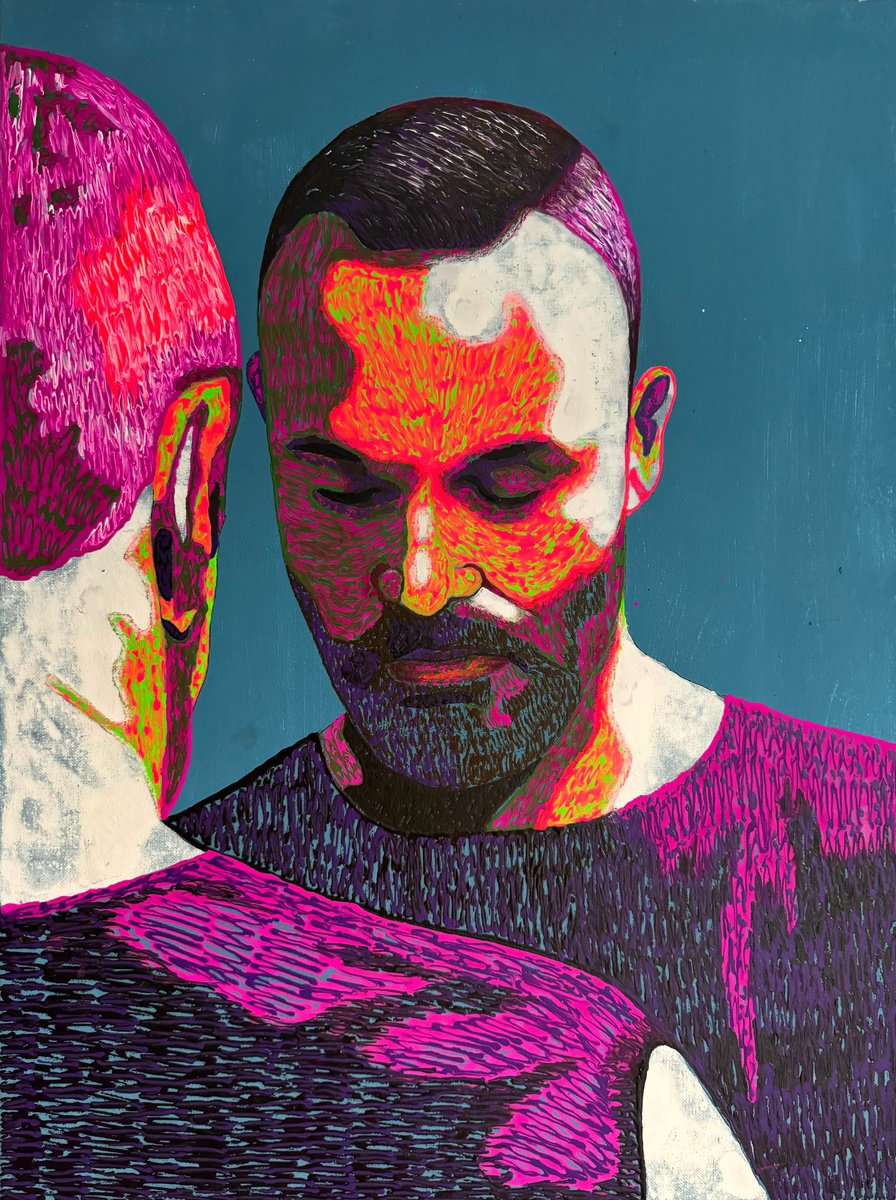 Portrait Acrylic Painting By Stefano Pallara, 18 X 24", Saturday Night, Original Artwork