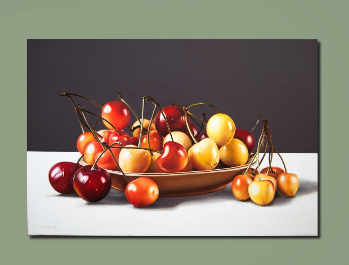 Still life with cherries by Valeri Tsvetkov