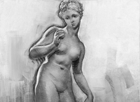 Charcoal drawing on paper "Nude"