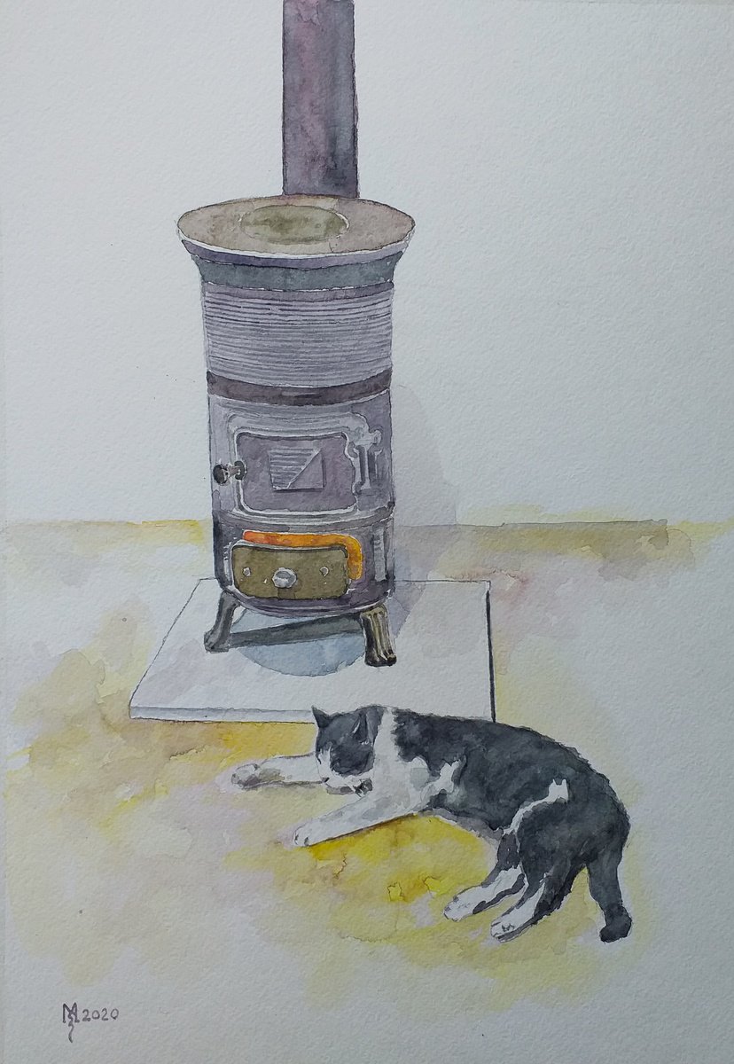 ENJOYING BY THE STOVE by Zoran Mihajlovic Muza