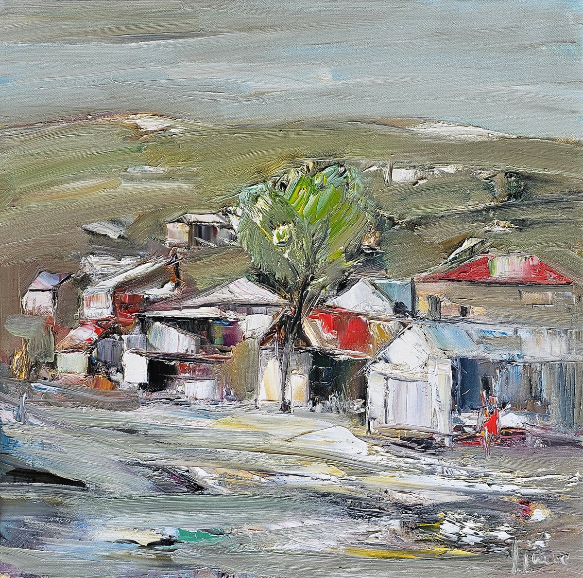 Between Hills And Homes By Vlas Ayvazyan, 24 X 24, Artwork For Sale On Artfinder