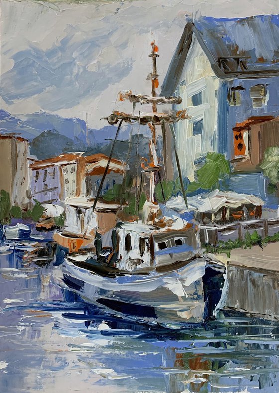 Harbor Idyll. yachts,boats.