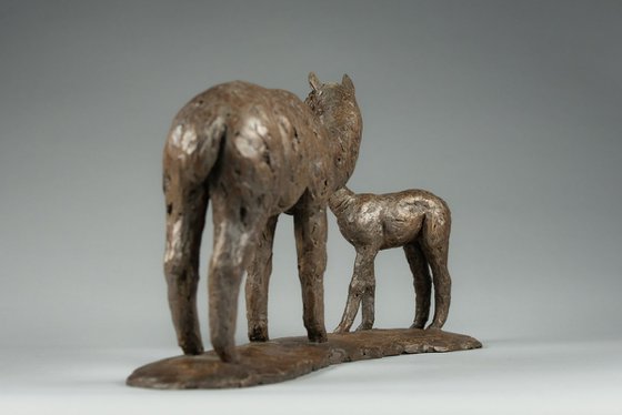 Alpaca and Cria Bronze Resin
