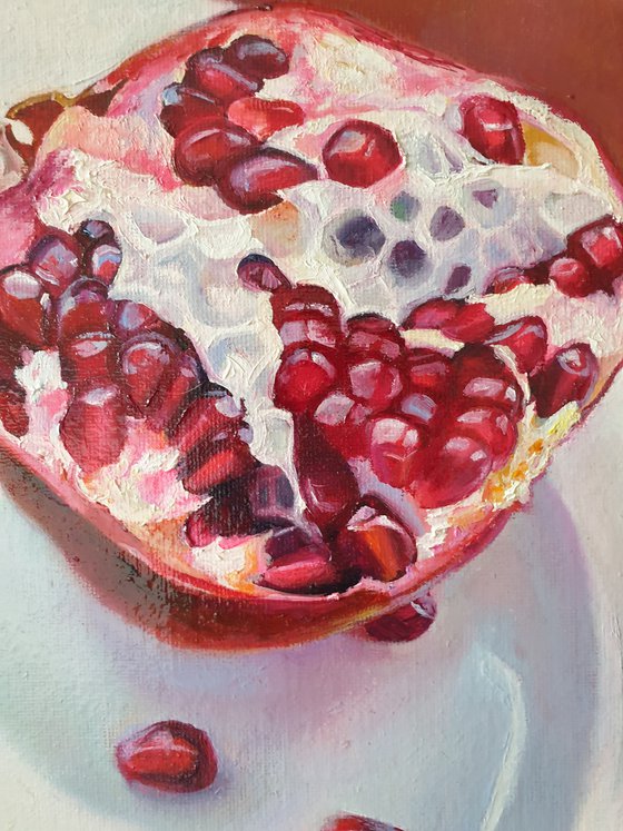 "Secret passions."  pomegranate still life  liGHt original painting  GIFT (2021)