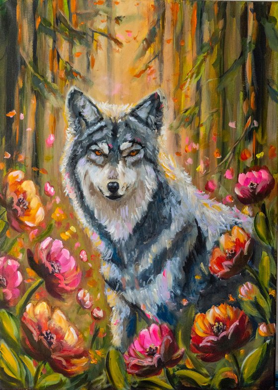 Wolf in Flowers