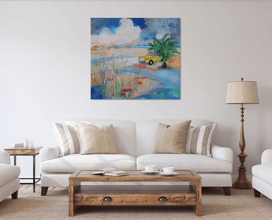 Сhecker. Mushrooms. Beach