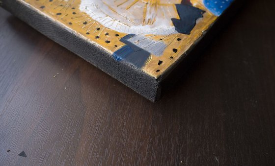 Hipster - Abstract Oil painting on wood board