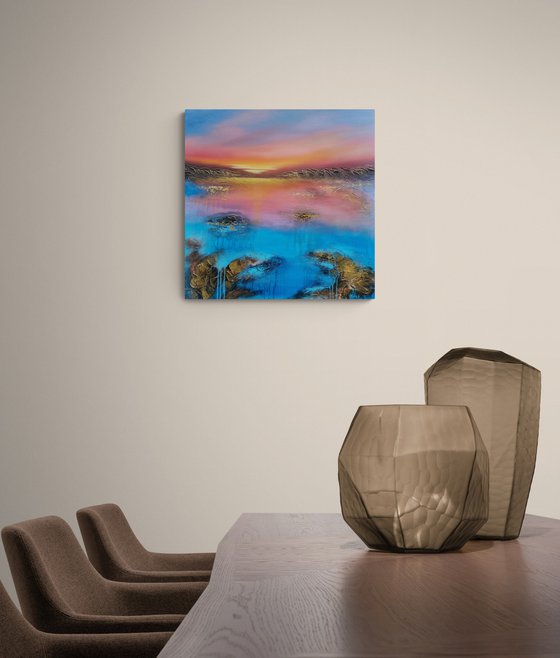 A beautiful large modern abstract figurative seascape painting "Evening mood"