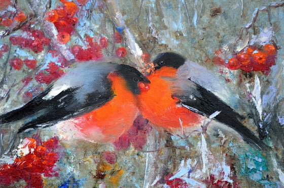 Happy bullfinches