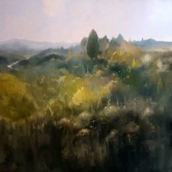 Autumn in Asturias. Large Painting 100X100cm.