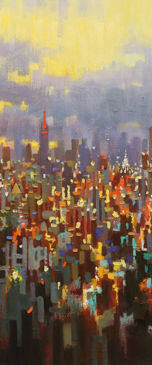 New York Toward Sunset by Chin H Shin