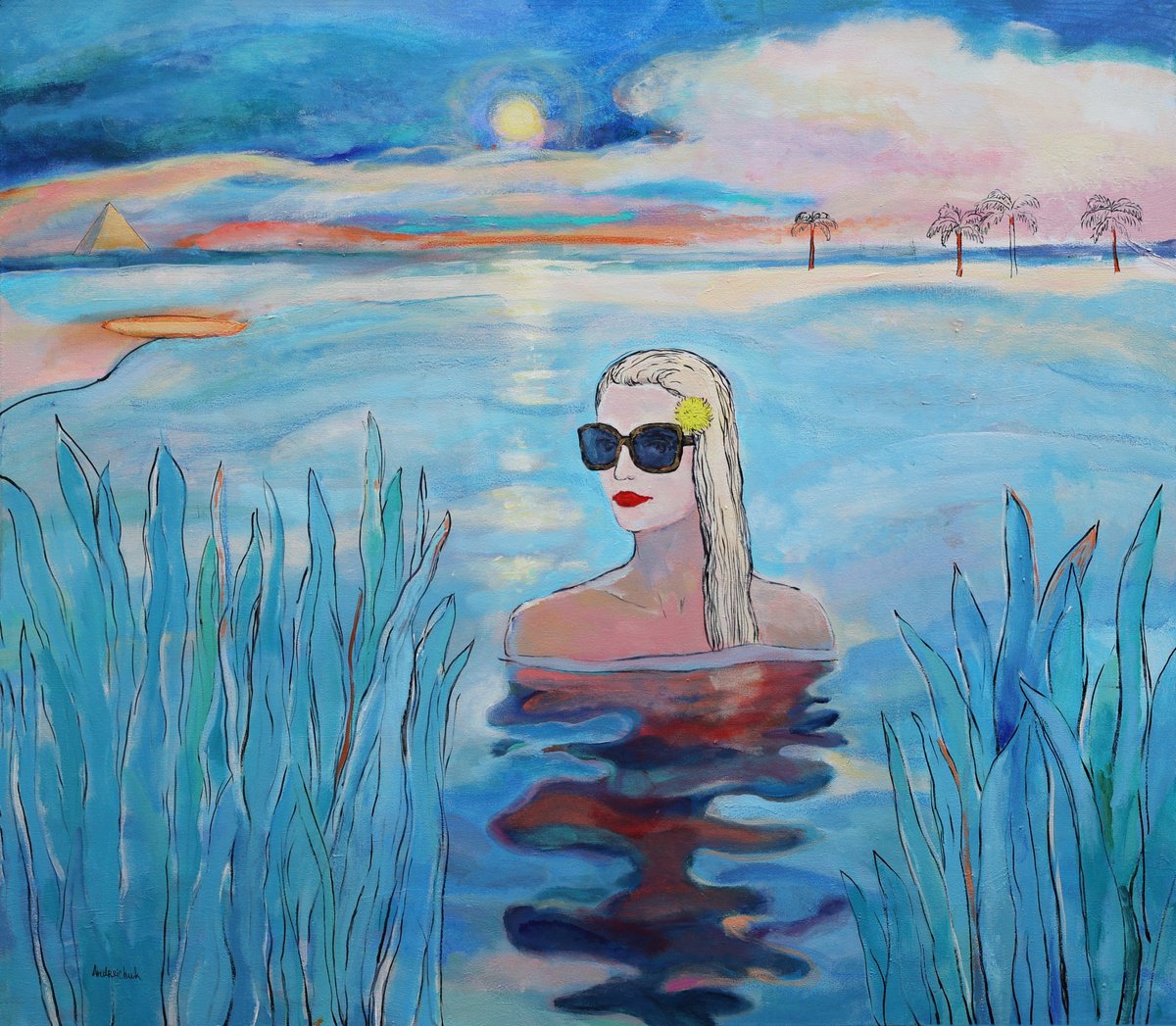 Urban And Pop Acrylic Painting , Girl In Sunglasses By Artem Andreichuk, 47 X 41, Artwork For Sale On Artfinder