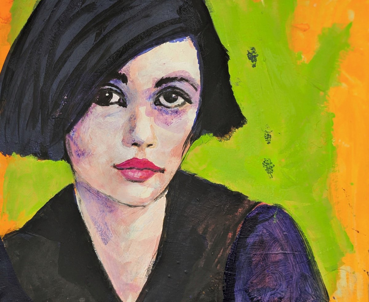 Expressive Portrait Acrylic Painting By Richard Kuhn, 24 X 20", Generation Z, Original Artwork