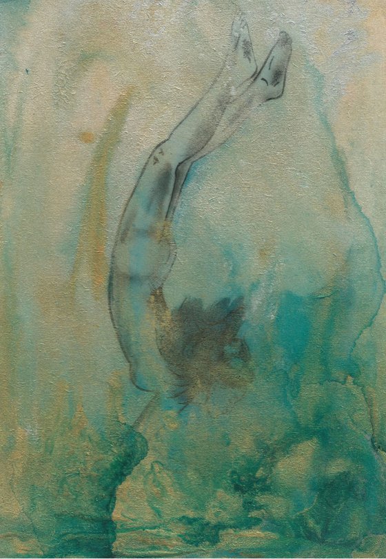 Double Edge Sword, underwater Swimmer painting