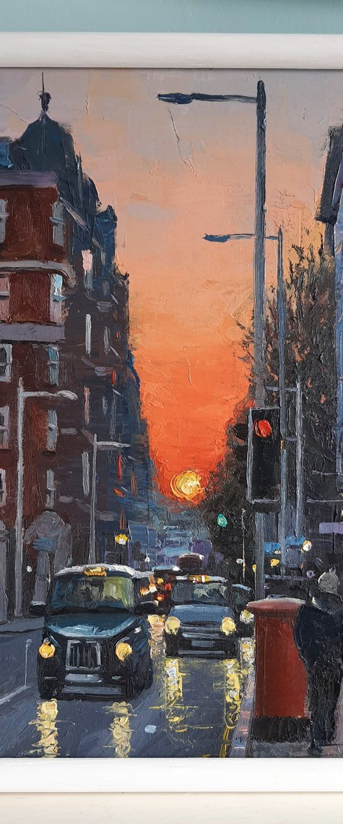 Fulham road sunset, London by Roberto Ponte