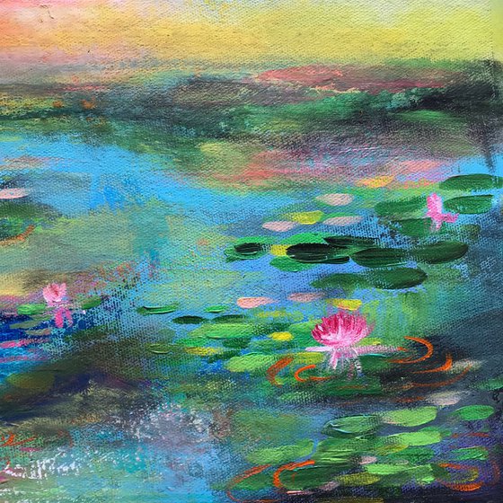 Lotus pond at sunset !! Abstract style !!