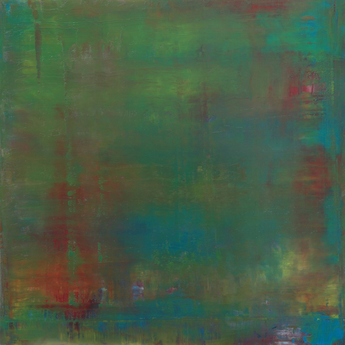 Abstract Landscape Oil Painting By Howard Sills, 16 X 16, The Forest, Original Artwork