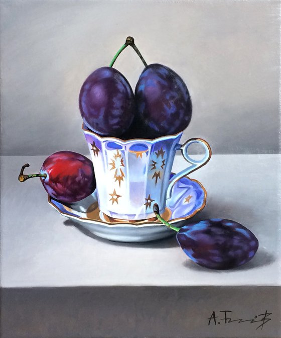 Plums in a Coffee Cup