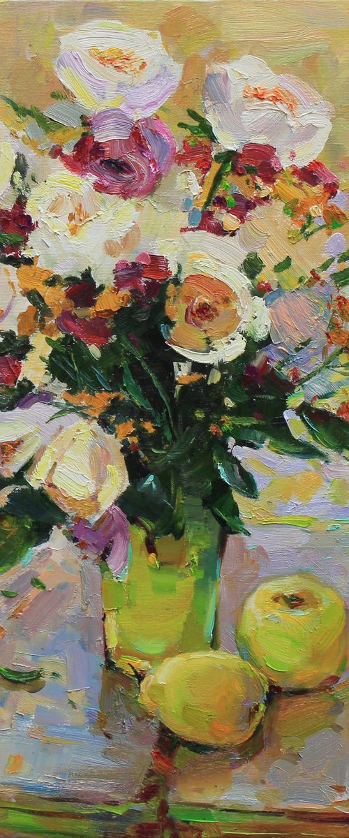 Morning Stillness Summer flowers by Alisa Onipchenko-Cherniakovska