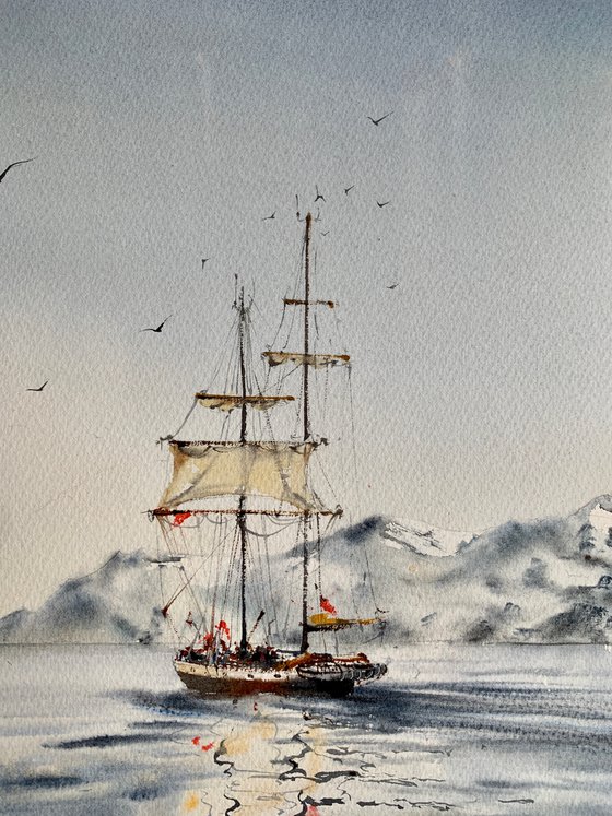 A ship off the arctic coast