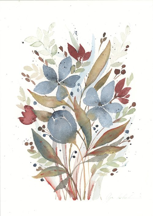 Dusty Blue Bouquet by Olga Koelsch