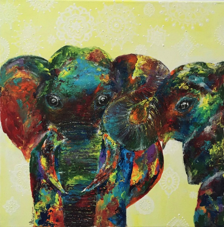 Brotherhood Elephant Painting Acrylic On Canvas Artfinder