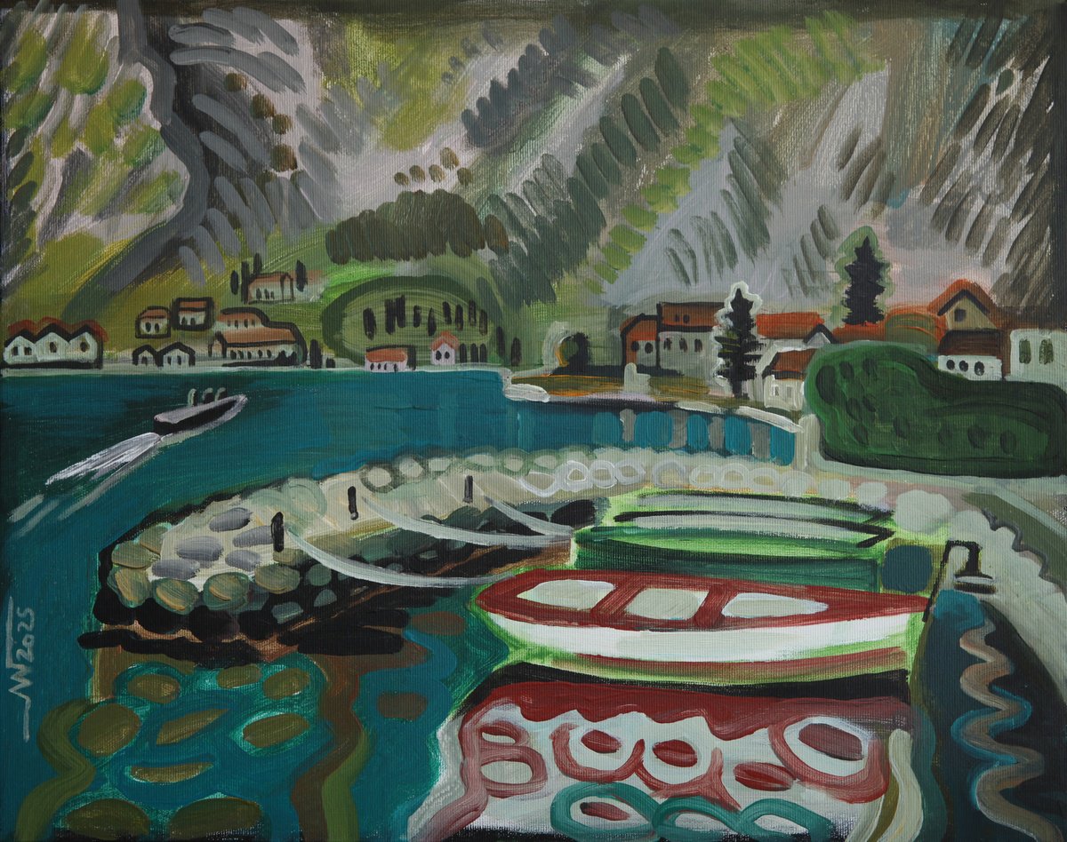 Landscape Acrylic Painting By Marina Gorkaeva, 20 X 16", Ljuta, Original Artwork